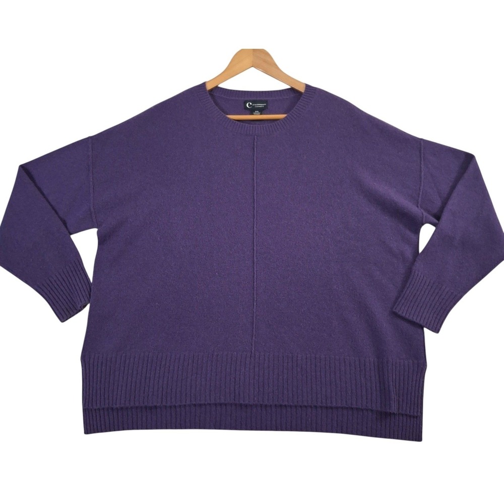 C by Bloomingdales 2-Ply Cashmere Sweater XXL Purple Oversized Crewneck